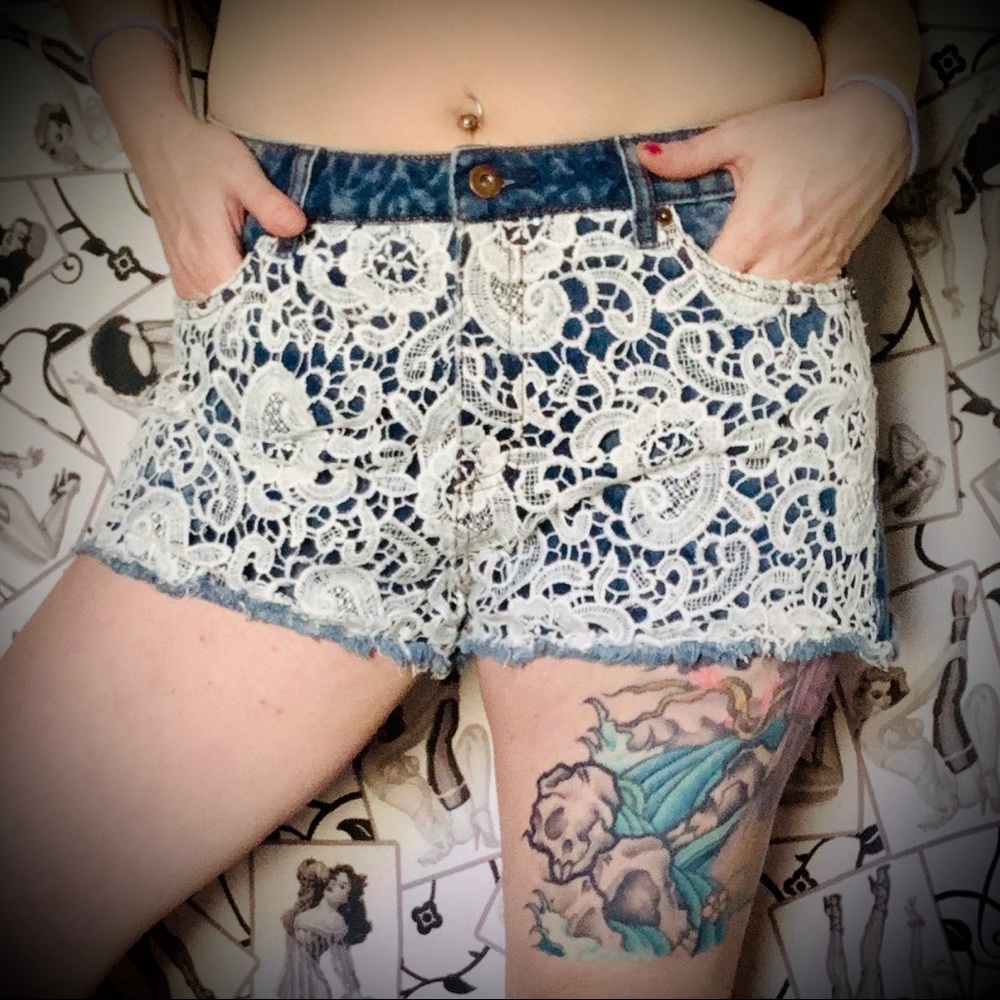 Lace Covered Cut Offs